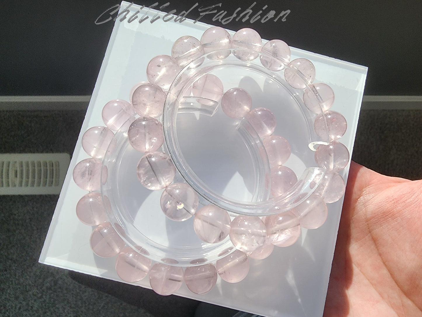 [Bracelet] 11mm Mozambique Rose Quartz Bracelet