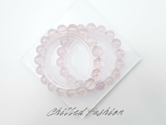 [Bracelet] 11mm Mozambique Rose Quartz Bracelet