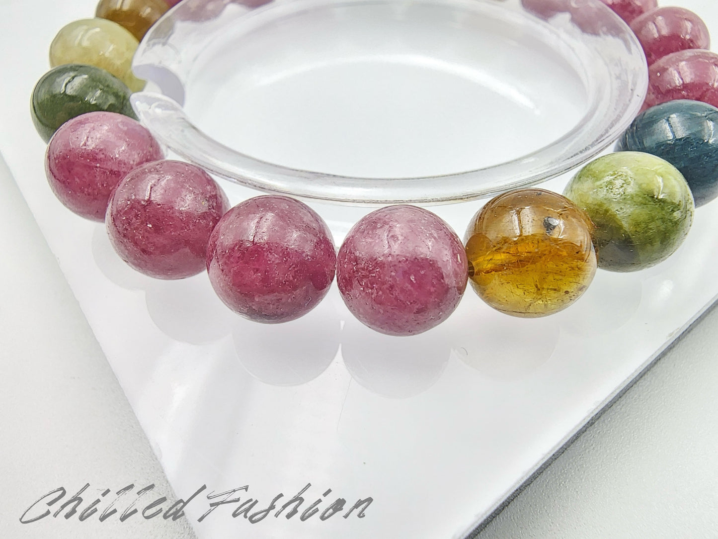 [Bracelet] 9mm Natural Multi Color Tourmaline Bracelet
