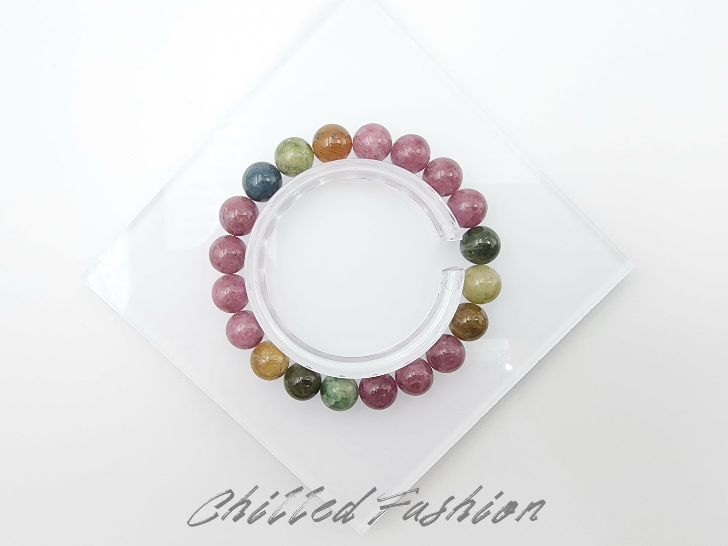 [Bracelet] 9mm Natural Multi Color Tourmaline Bracelet