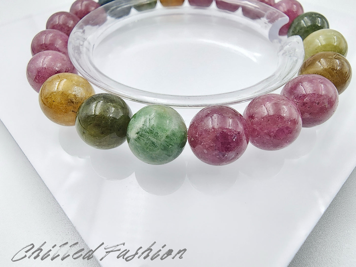 [Bracelet] 9mm Natural Multi Color Tourmaline Bracelet