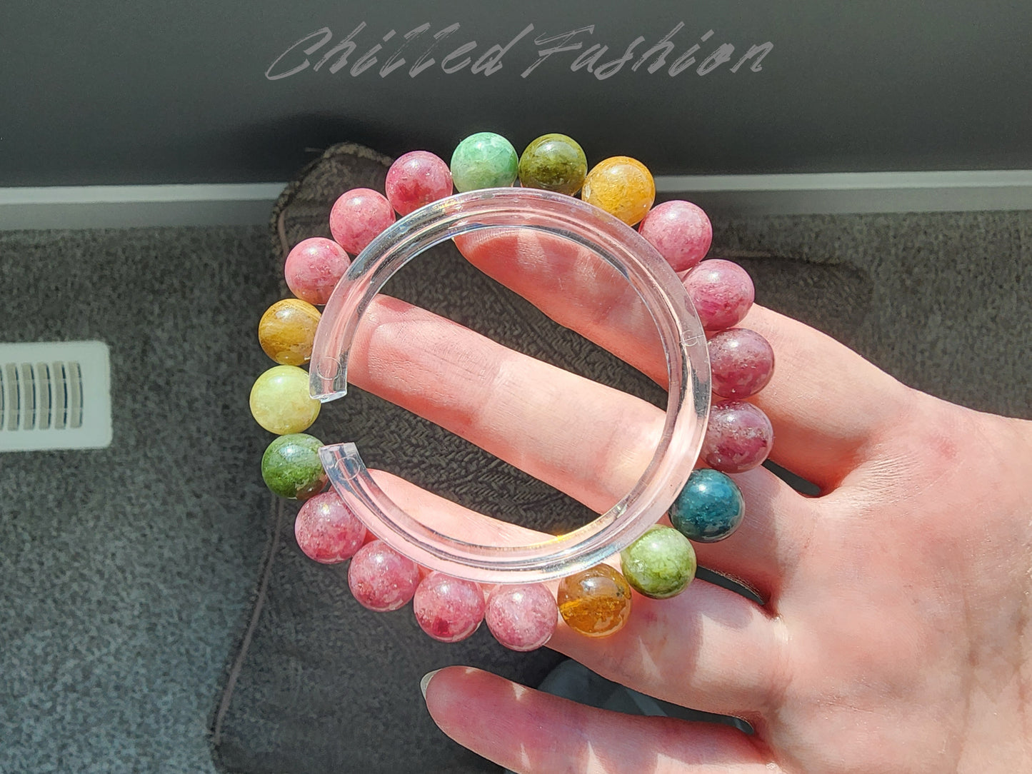 [Bracelet] 9mm Natural Multi Color Tourmaline Bracelet