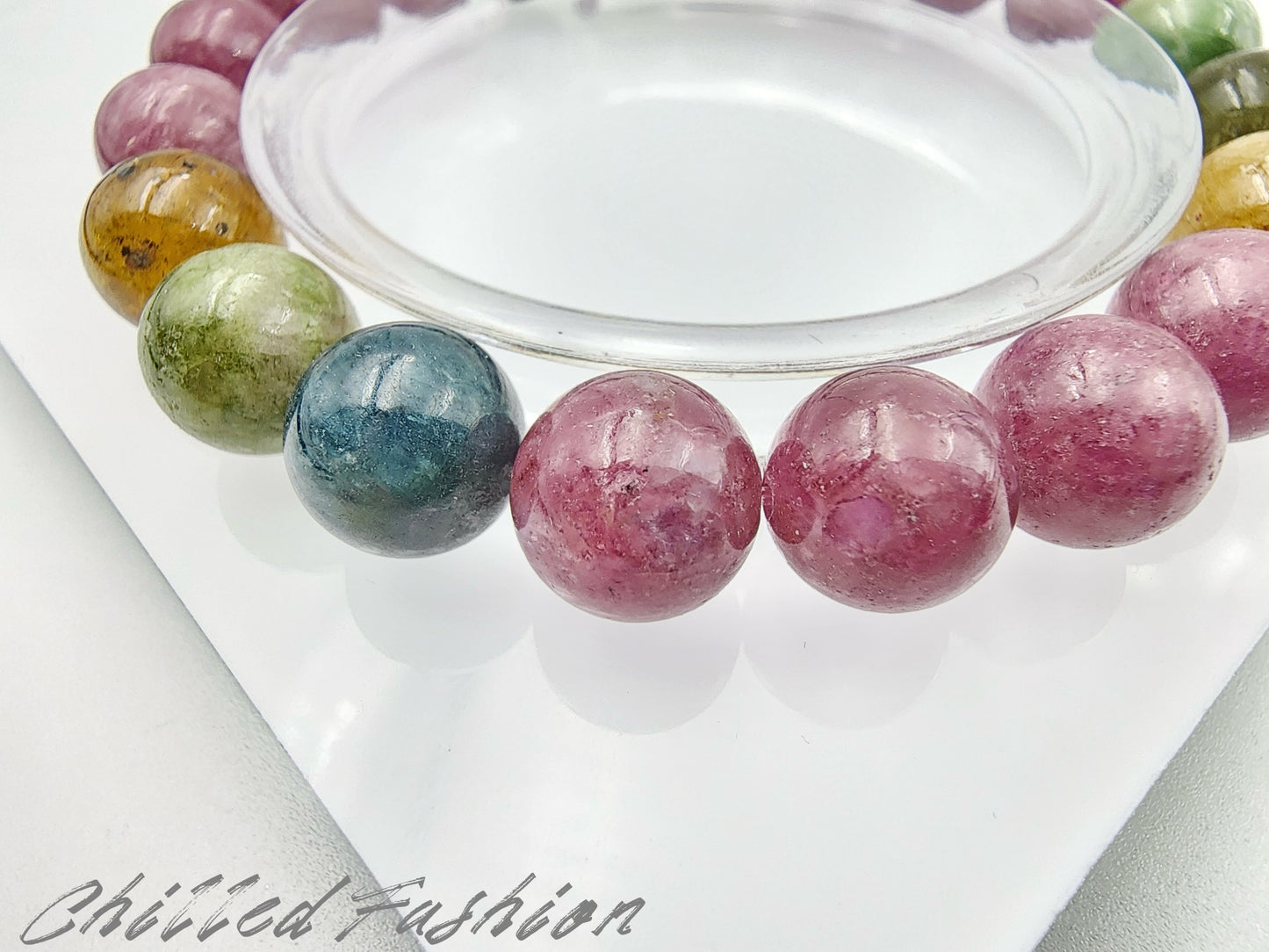 [Bracelet] 9mm Natural Multi Color Tourmaline Bracelet