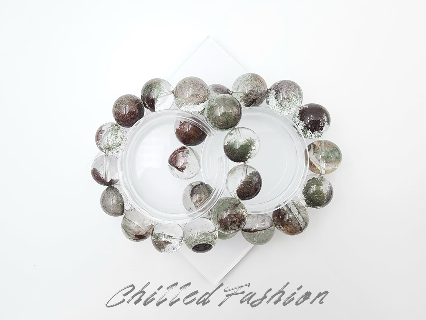 [Bracelet] Red-Green Landscape Phantom Quartz Bracelet