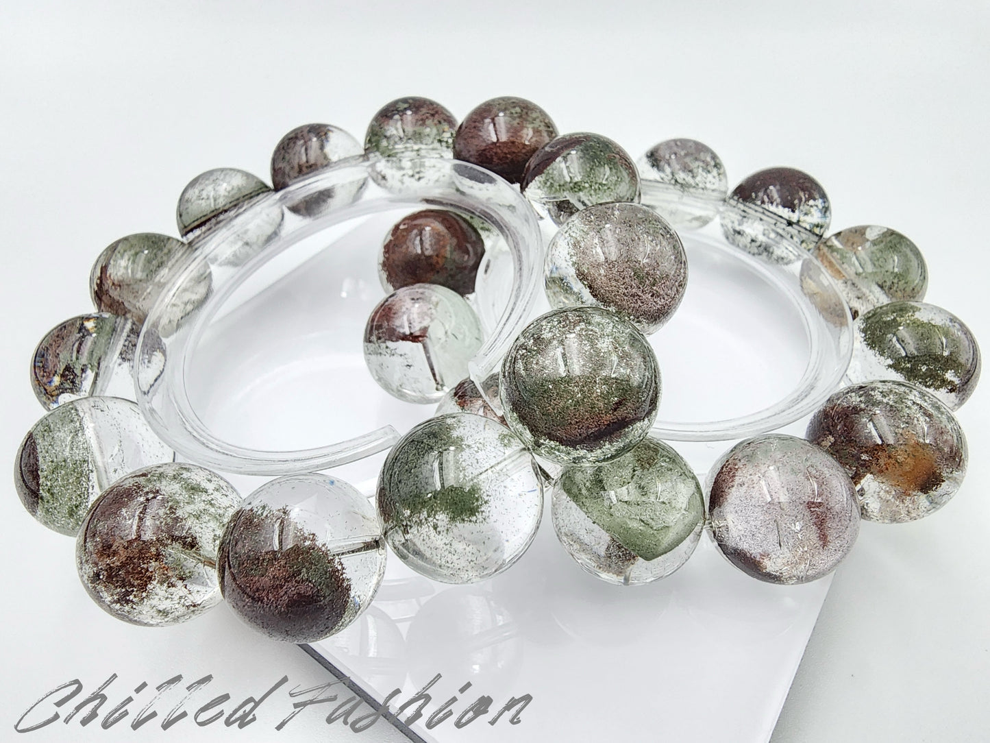 [Bracelet] Red-Green Landscape Phantom Quartz Bracelet