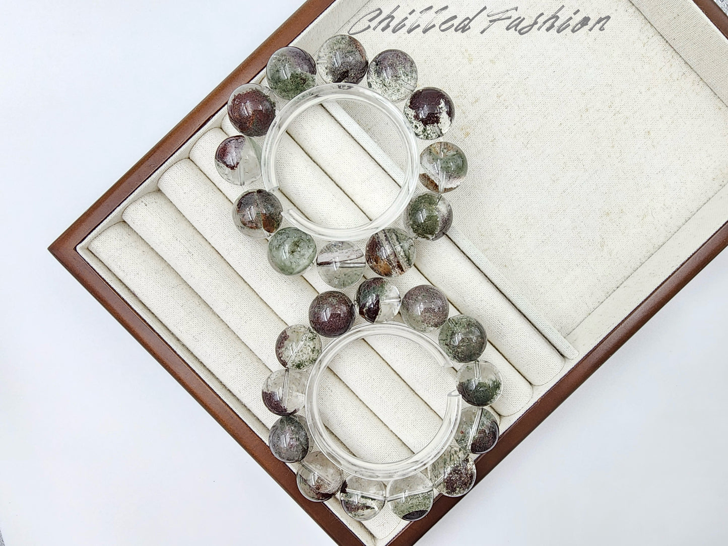 [Bracelet] Red-Green Landscape Phantom Quartz Bracelet