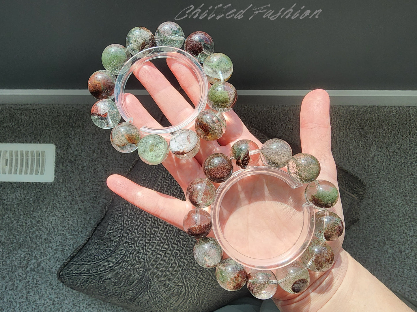 [Bracelet] Red-Green Landscape Phantom Quartz Bracelet
