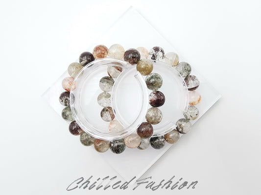 [Bracelet] 11mm Multi-Colored Phantom Quartz Bracelet