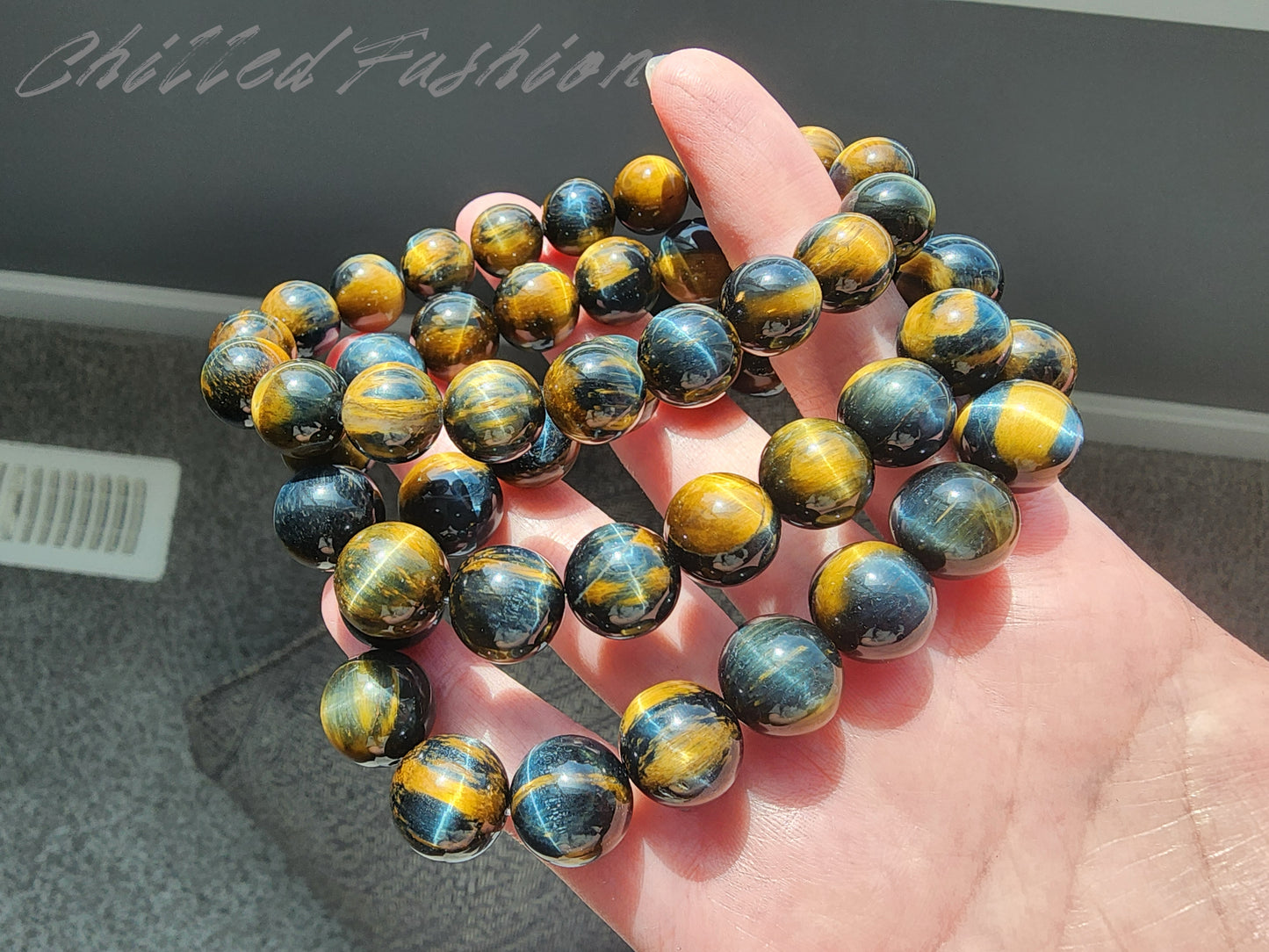 [Bracelet] Natural Golden Blue Tiger Eye Bracelet