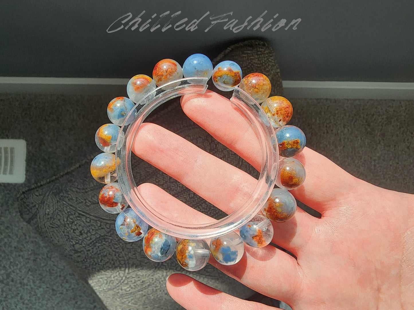 [Bracelet] 11mm Island Clustered Blue Rabbit Hair Quartz Bracelet
