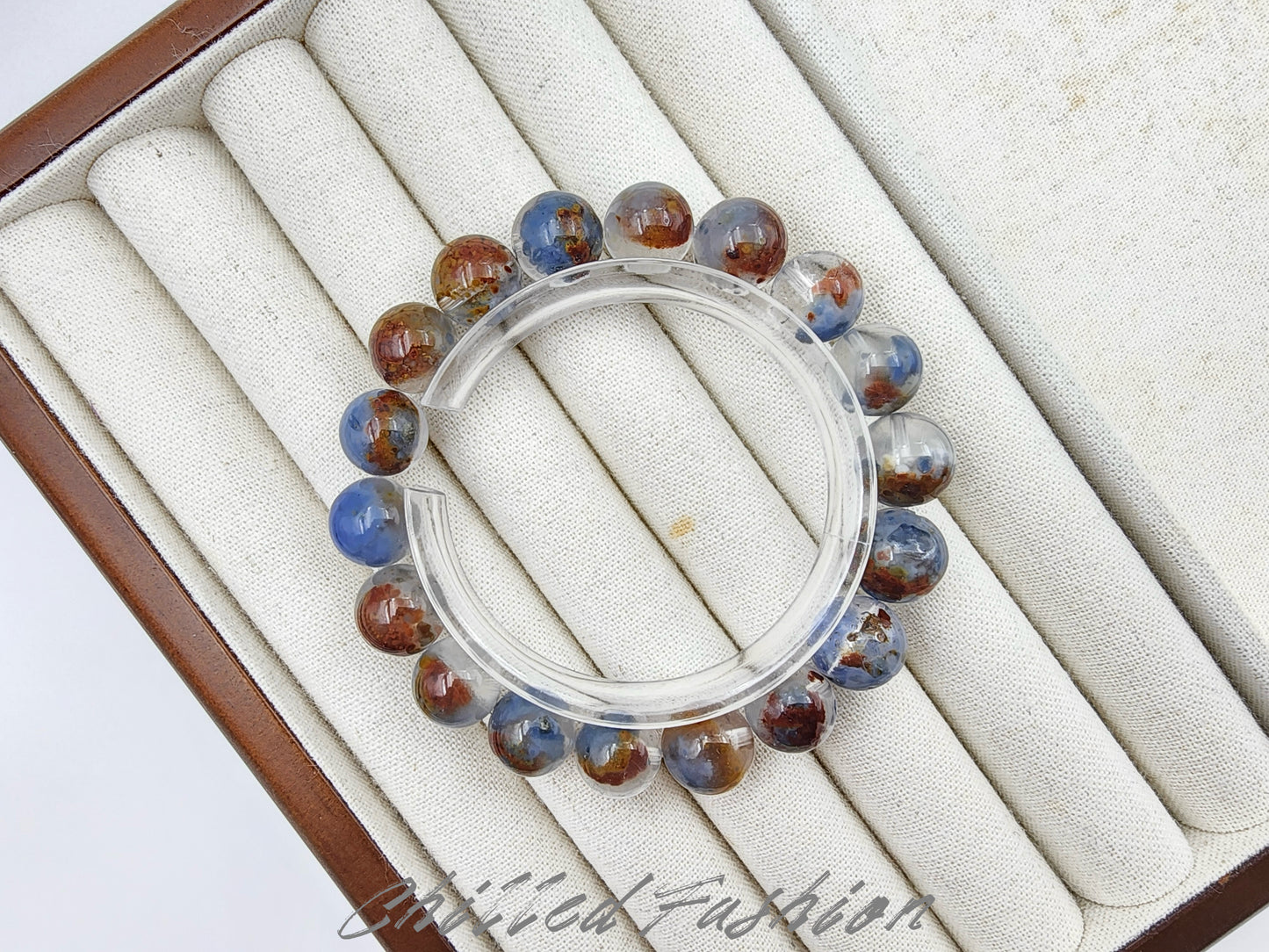 [Bracelet] 11mm Island Clustered Blue Rabbit Hair Quartz Bracelet