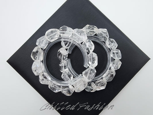 [Bracelet] Faceted Clear Quartz Bracelet