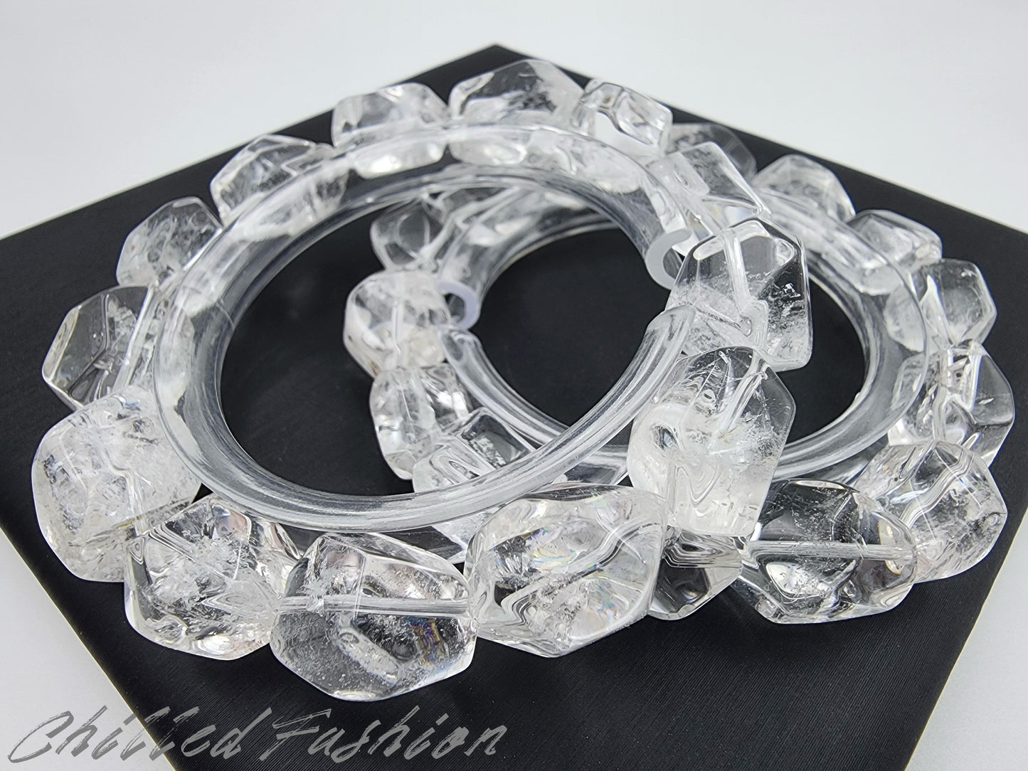 [Bracelet] Faceted Clear Quartz Bracelet