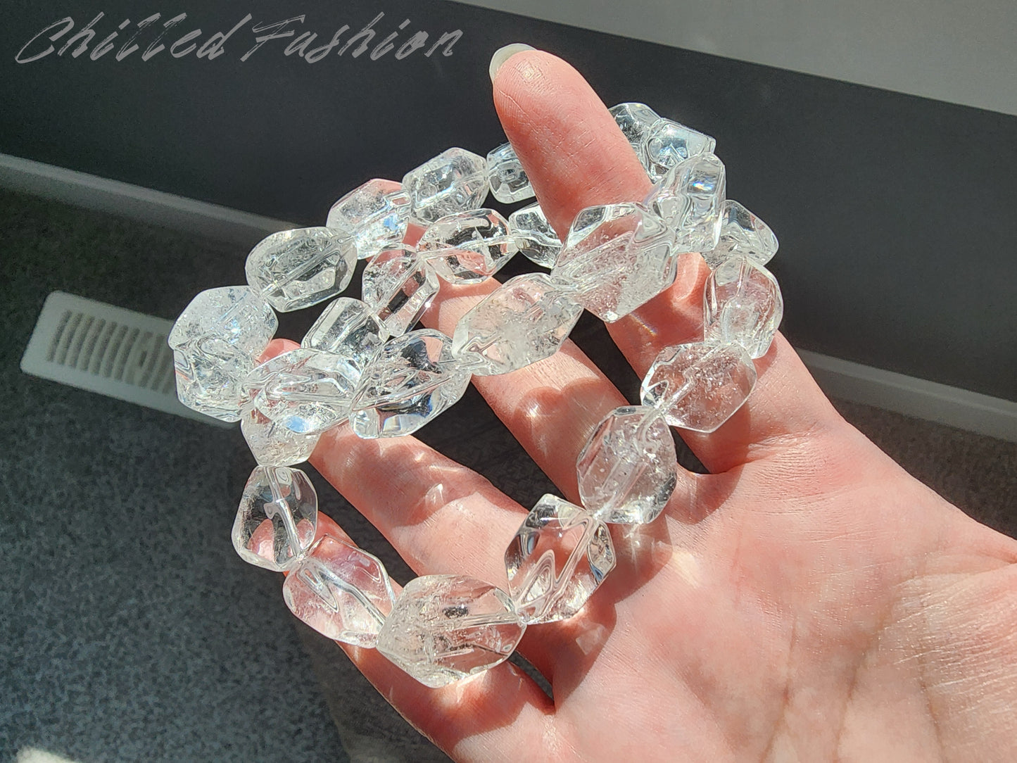 [Bracelet] Faceted Clear Quartz Bracelet