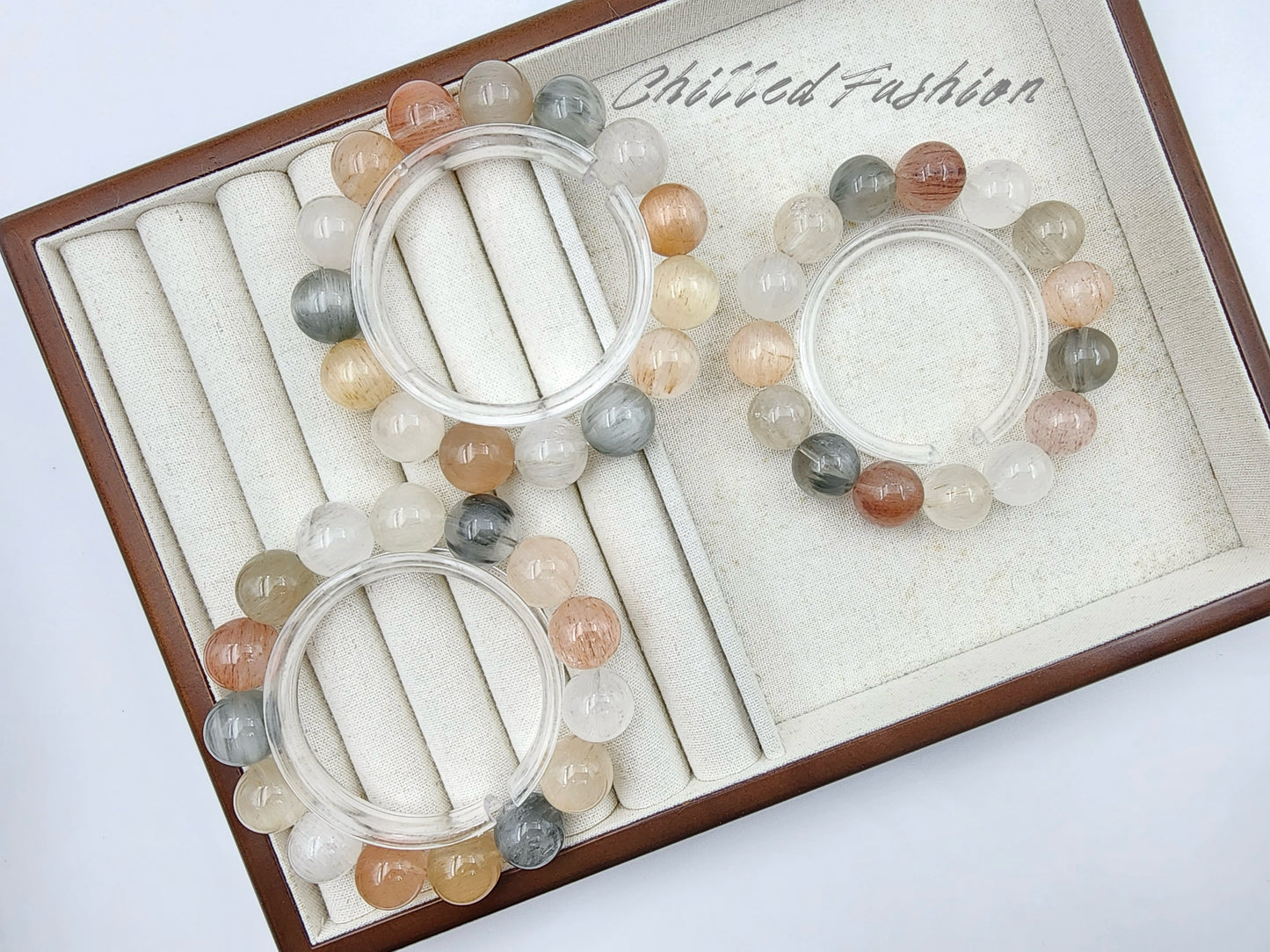 [Bracelet] 15mm Multicolor Rabbit Hair Quartz Bracelet