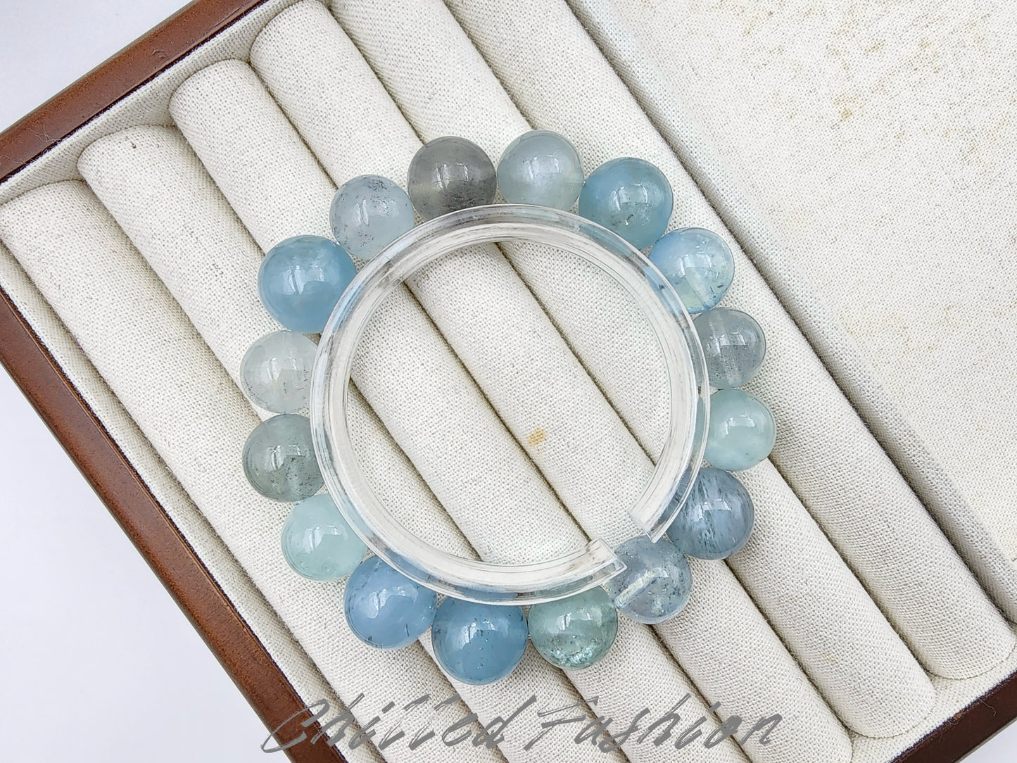 [Bracelet] Natural Aquamarine Bracelet - 12.9mm to 15.3mm Beads