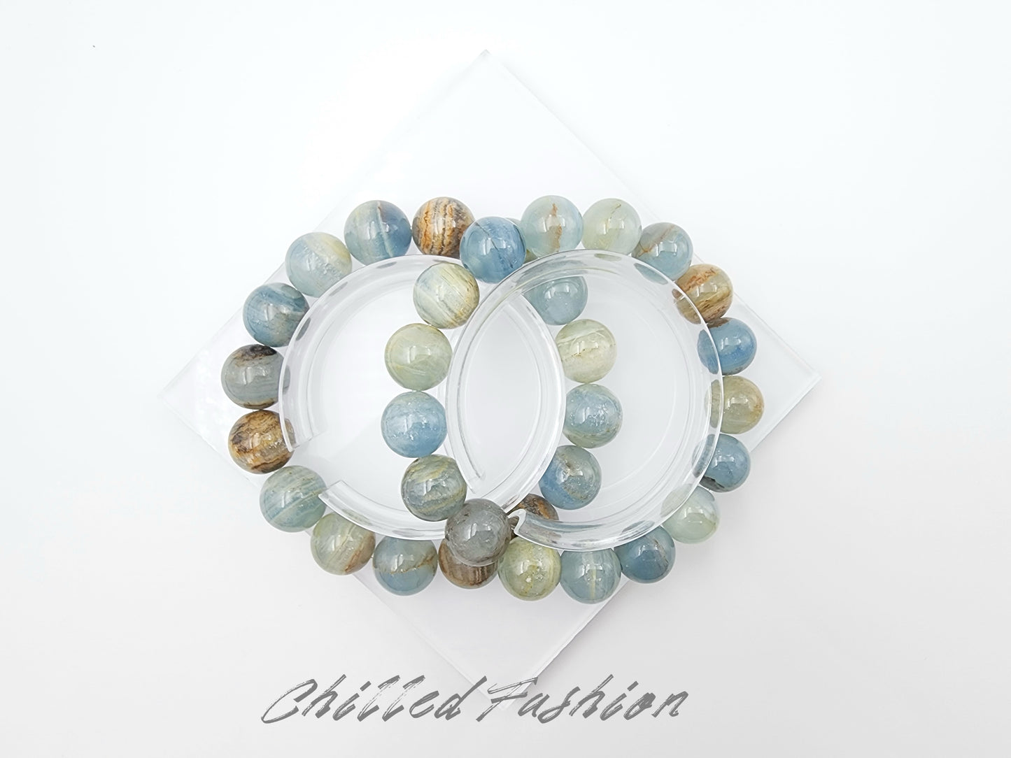 [Bracelet] Genuine Blue Calcite Gemstone Bracelet for Positive Energy Flow