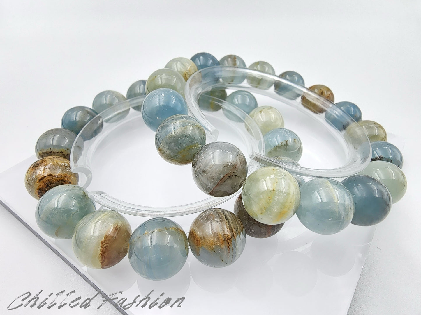 [Bracelet] Genuine Blue Calcite Gemstone Bracelet for Positive Energy Flow