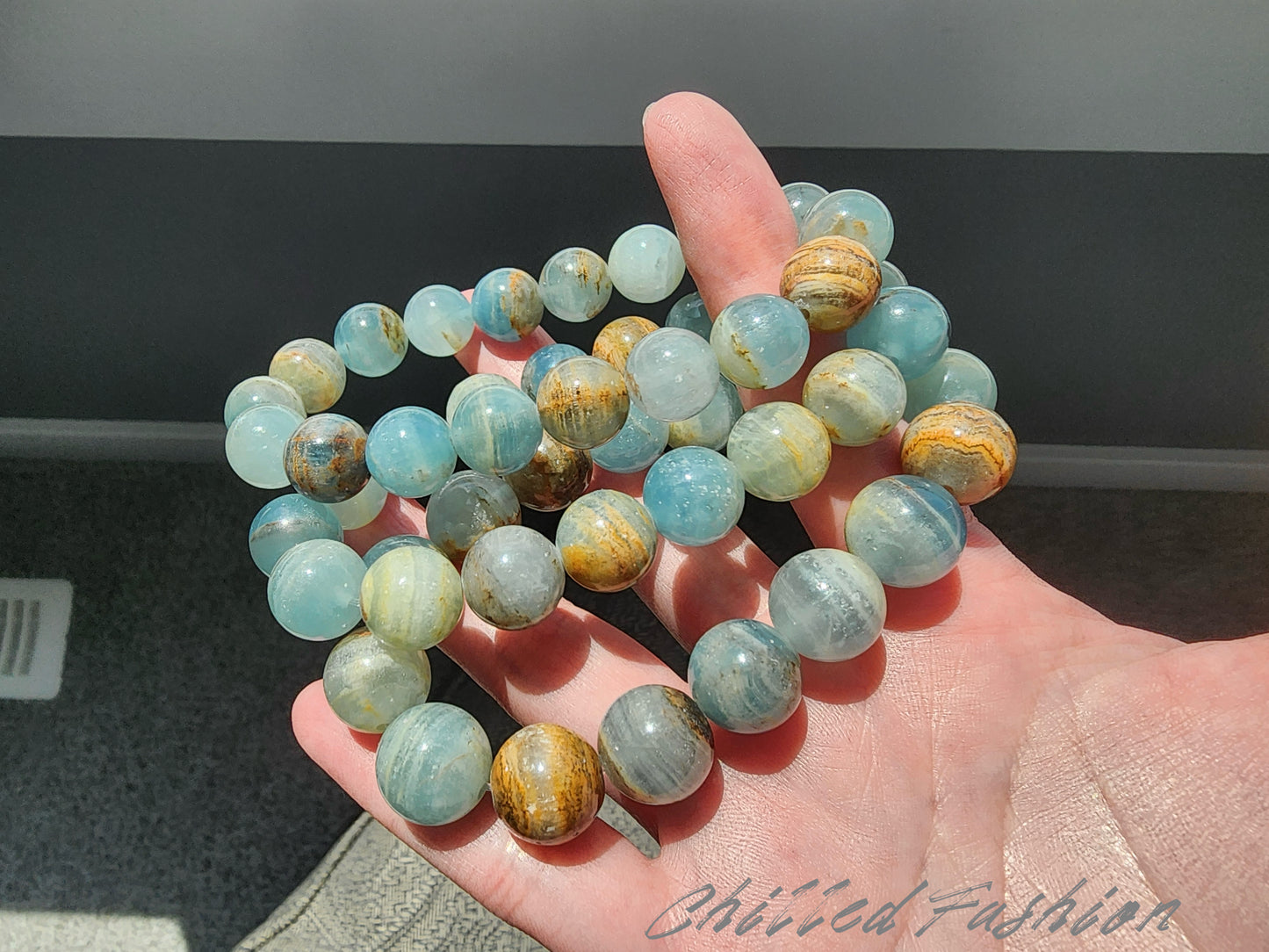 [Bracelet] Genuine Blue Calcite Gemstone Bracelet for Positive Energy Flow