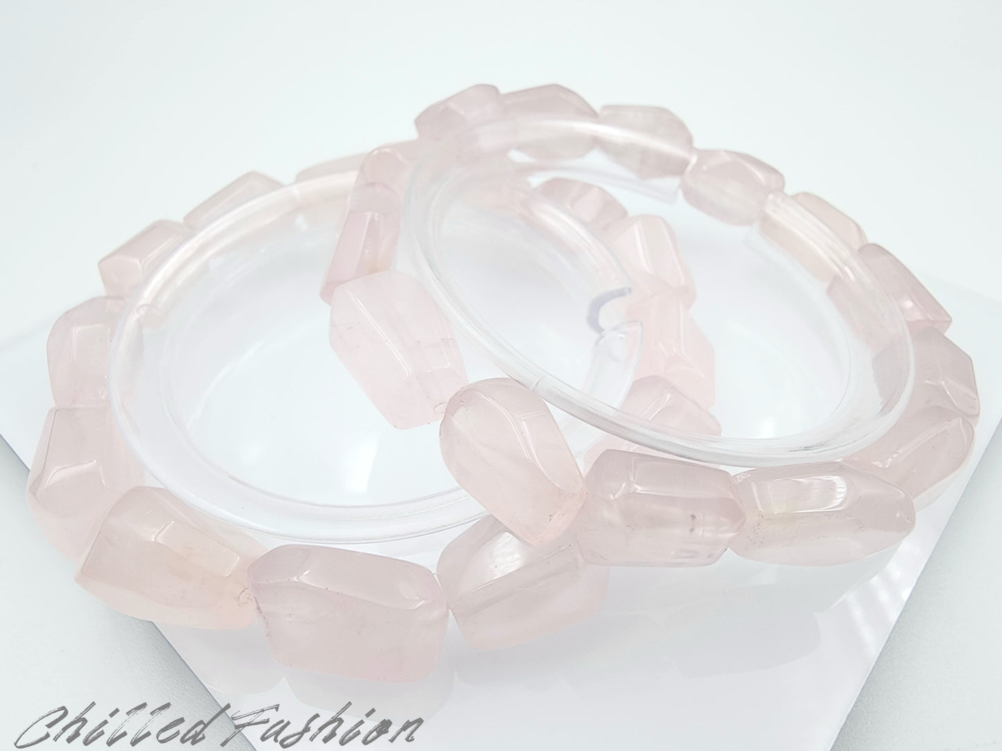 [Bracelet] Natural Grapefruit Pink Rose Quartz Bracelet