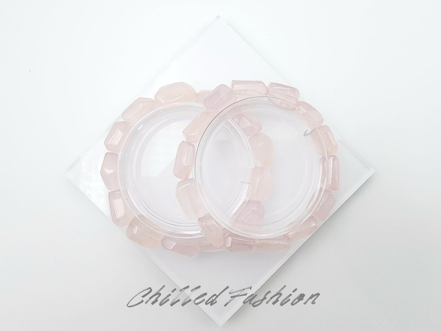[Bracelet] Natural Grapefruit Pink Rose Quartz Bracelet
