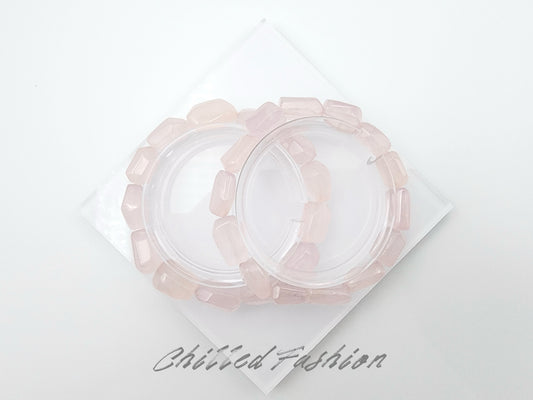 [Bracelet] Natural Grapefruit Pink Rose Quartz Bracelet