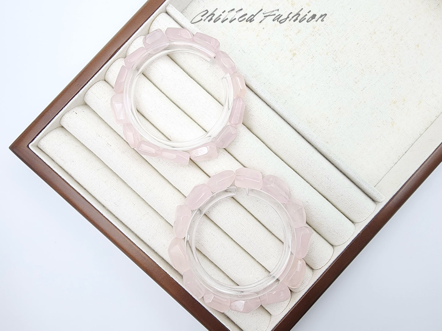[Bracelet] Natural Grapefruit Pink Rose Quartz Bracelet