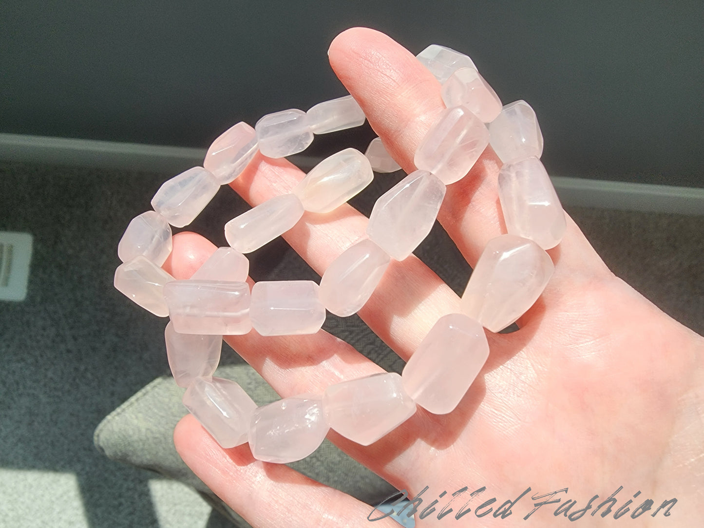 [Bracelet] Natural Grapefruit Pink Rose Quartz Bracelet