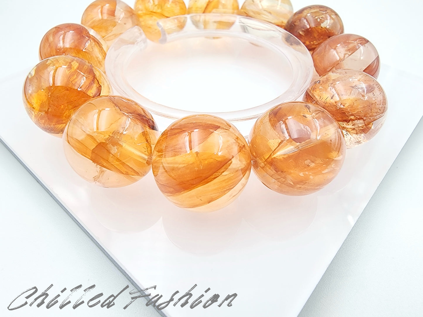 [Bracelet] 18mm Brazilian Golden Hematoid Quartz Bracelet