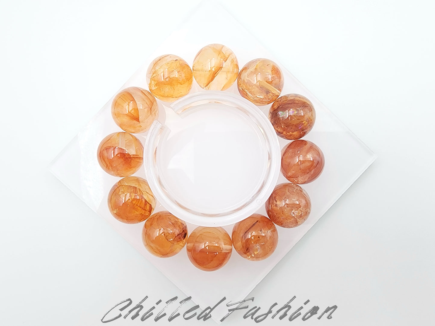 [Bracelet] 18mm Brazilian Golden Hematoid Quartz Bracelet