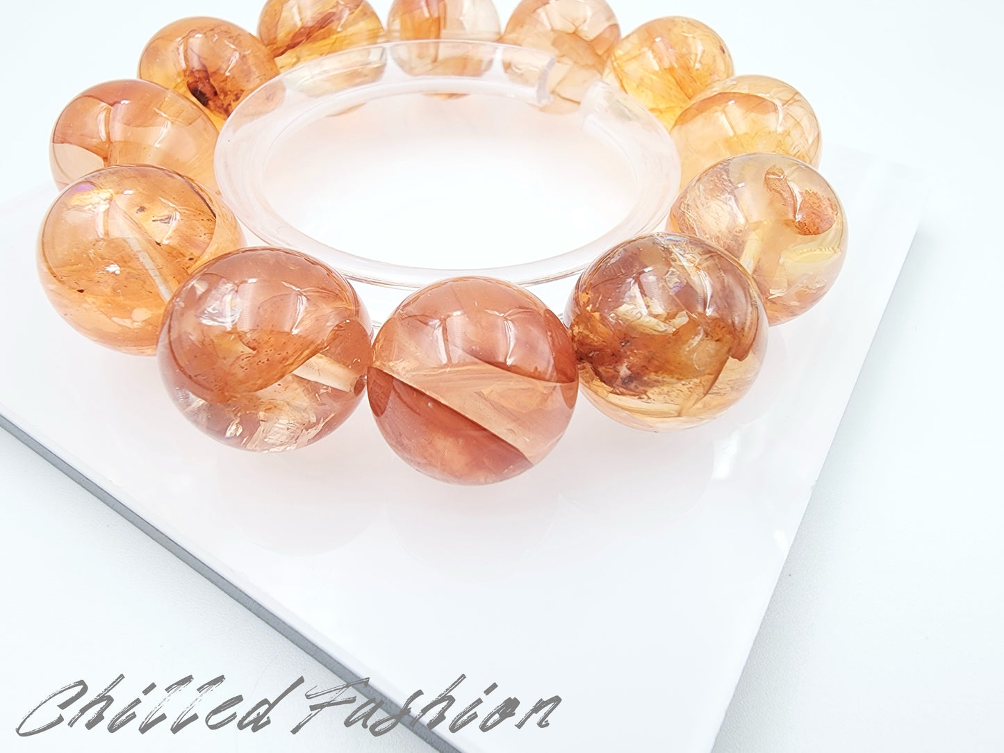 [Bracelet] 18mm Brazilian Golden Hematoid Quartz Bracelet