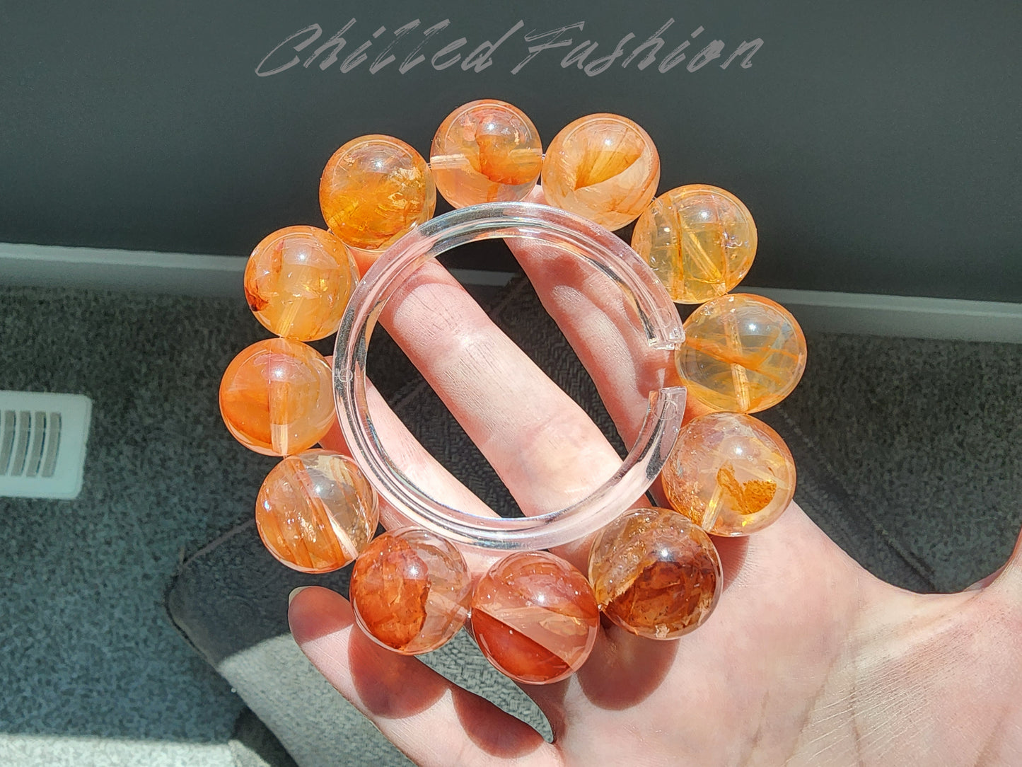 [Bracelet] 18mm Brazilian Golden Hematoid Quartz Bracelet