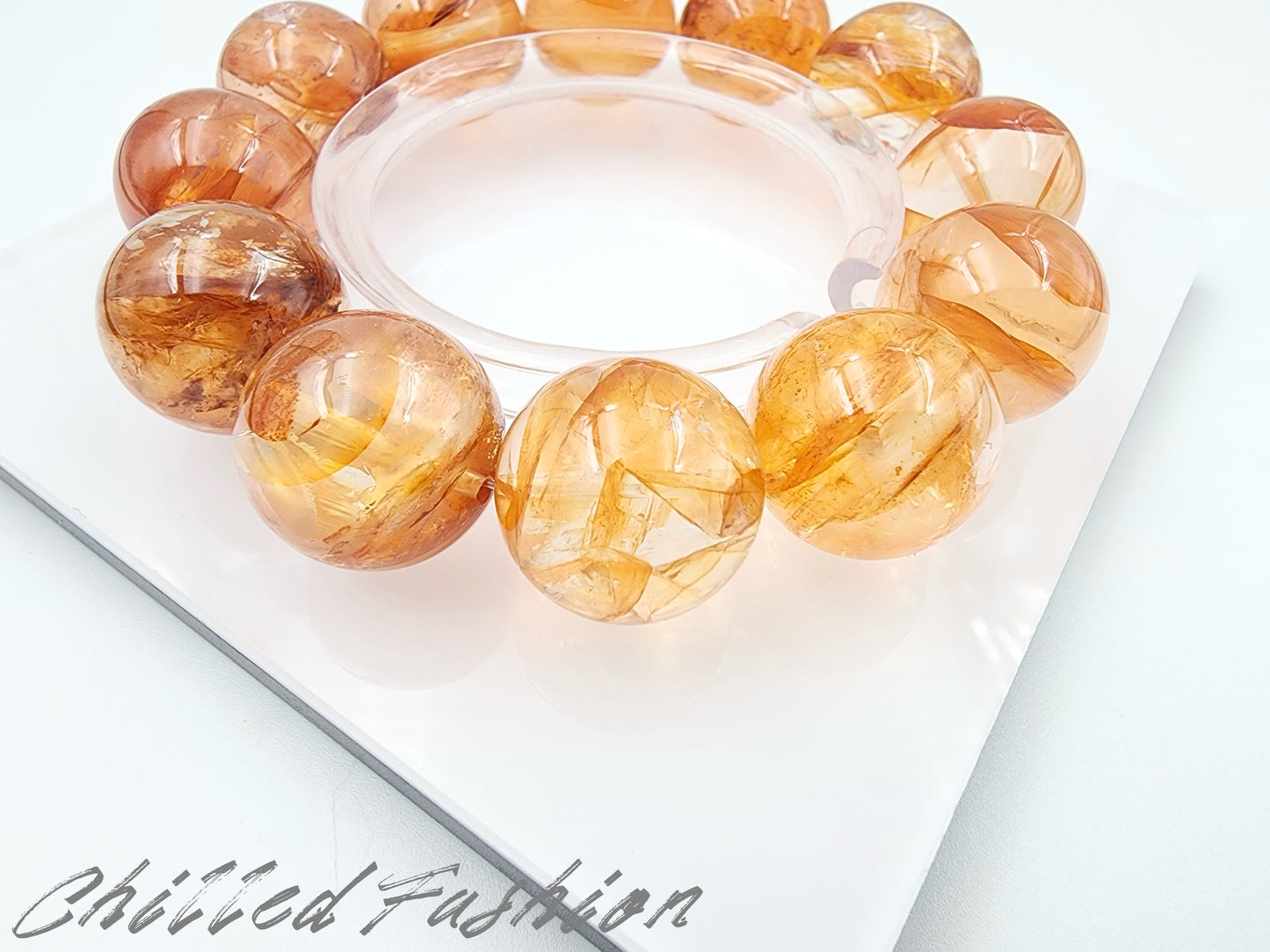 [Bracelet] 18mm Brazilian Golden Hematoid Quartz Bracelet