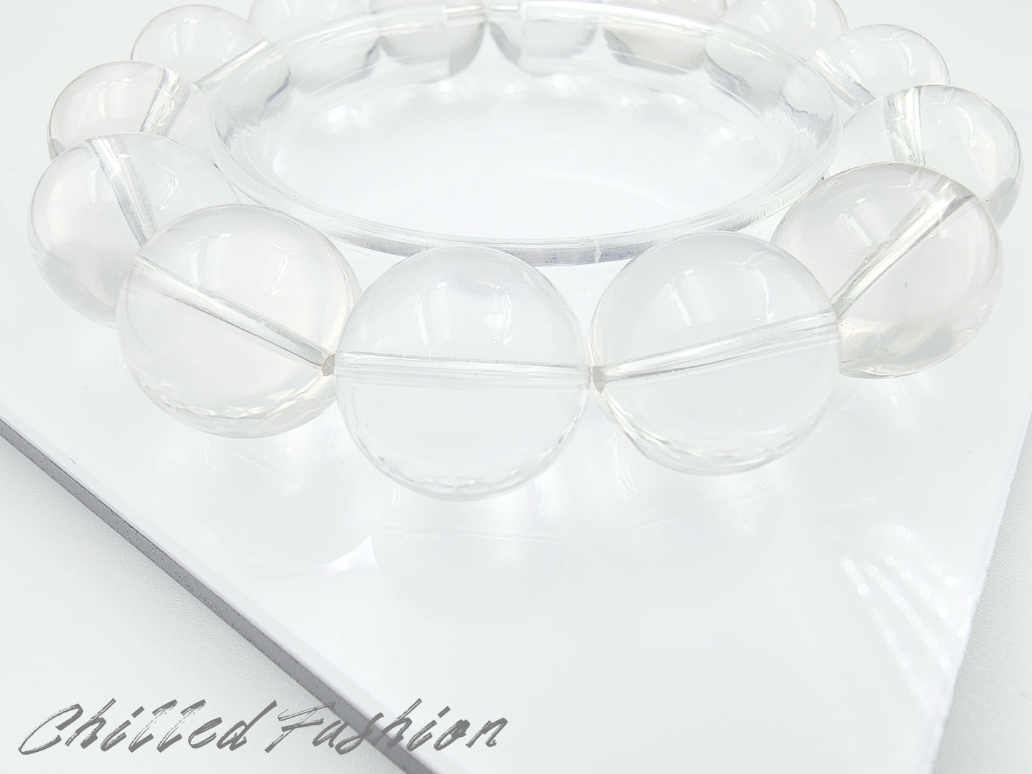 [Bracelet] 15mm Blue Flash Clear Quartz Bracelet