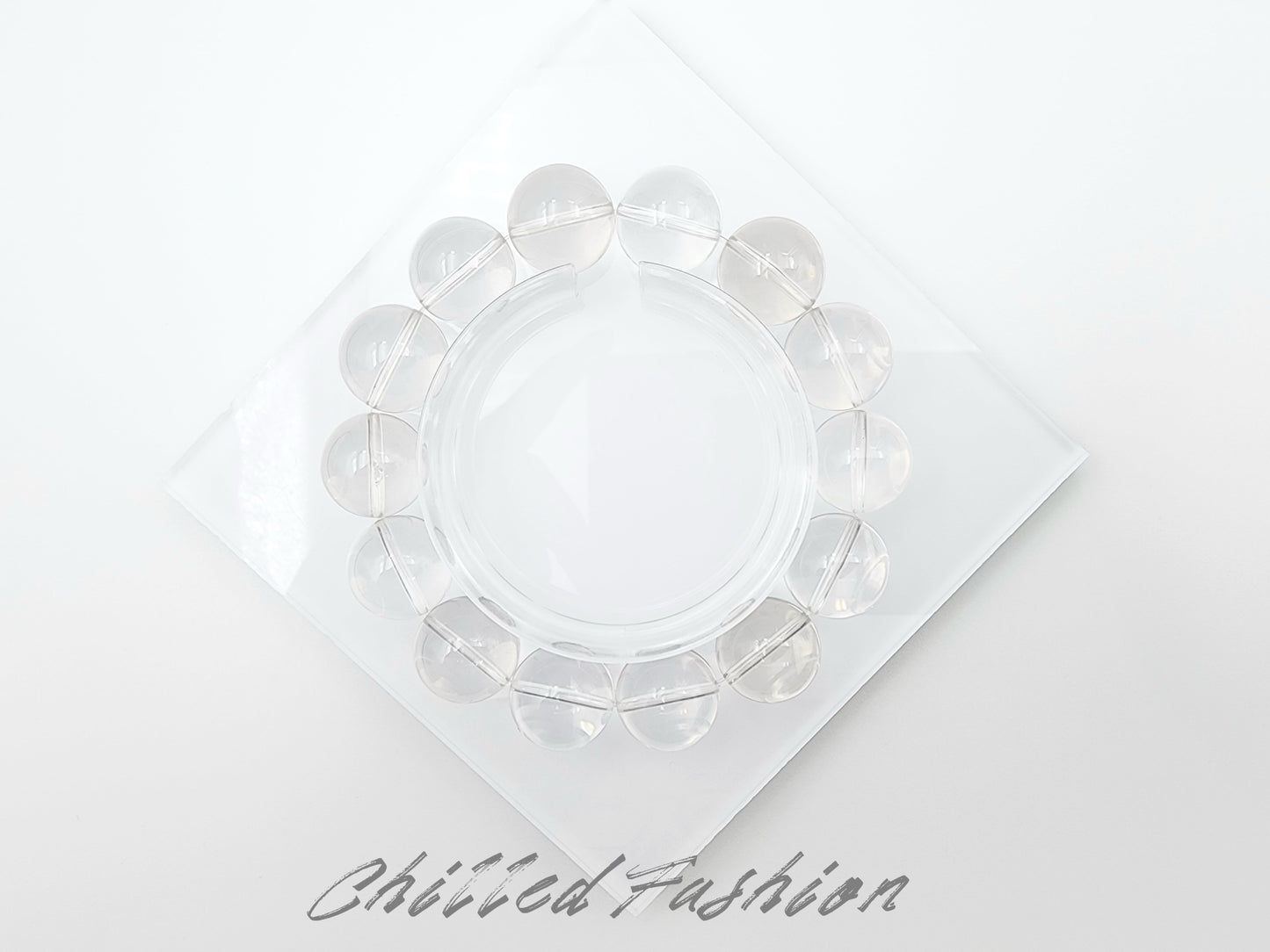 [Bracelet] 15mm Blue Flash Clear Quartz Bracelet