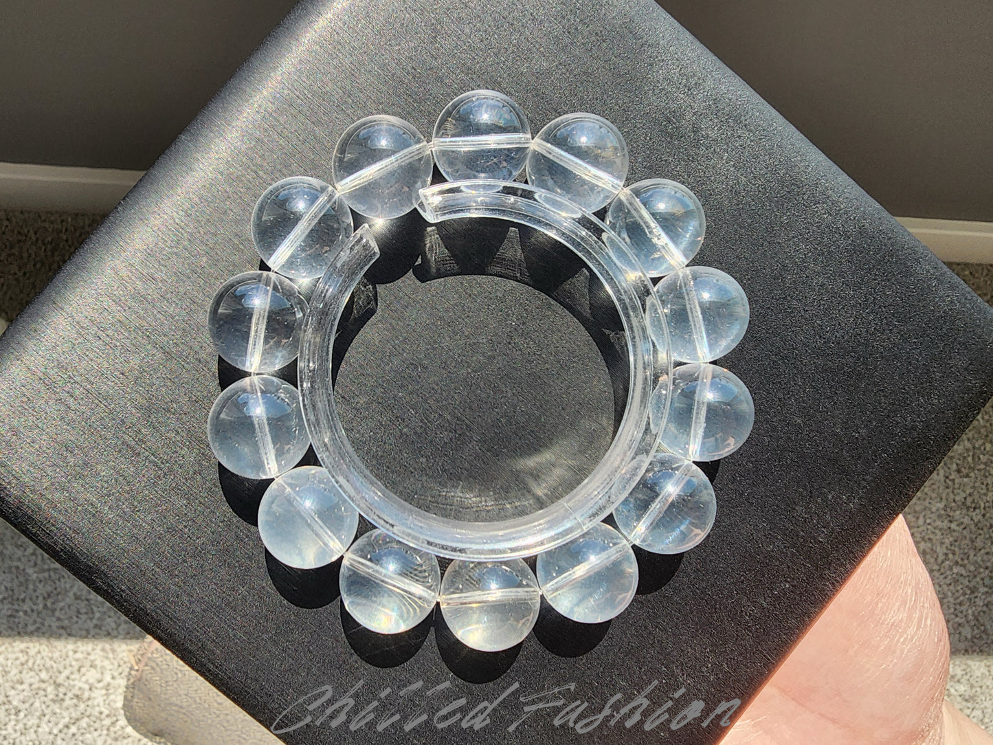 [Bracelet] 15mm Blue Flash Clear Quartz Bracelet