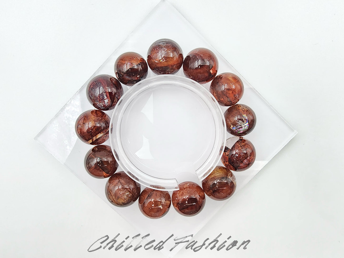 [Bracelet] Brazilian Hematoid Quartz Bracelet - 16.2mm to 17.7mm Beads