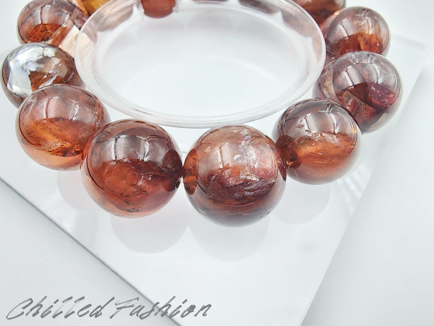 [Bracelet] Brazilian Hematoid Quartz Bracelet - 16.2mm to 17.7mm Beads