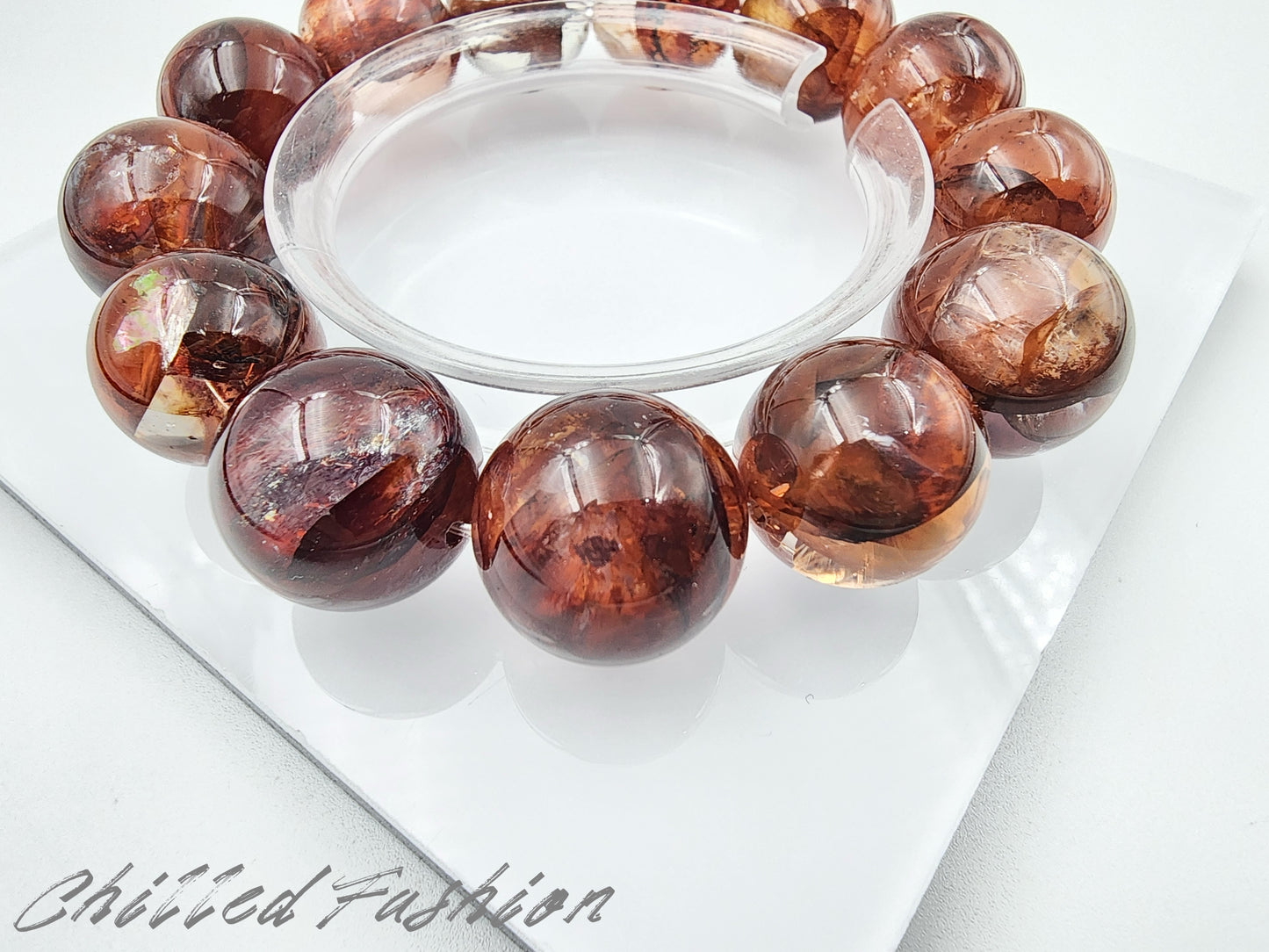 [Bracelet] Brazilian Hematoid Quartz Bracelet - 16.2mm to 17.7mm Beads