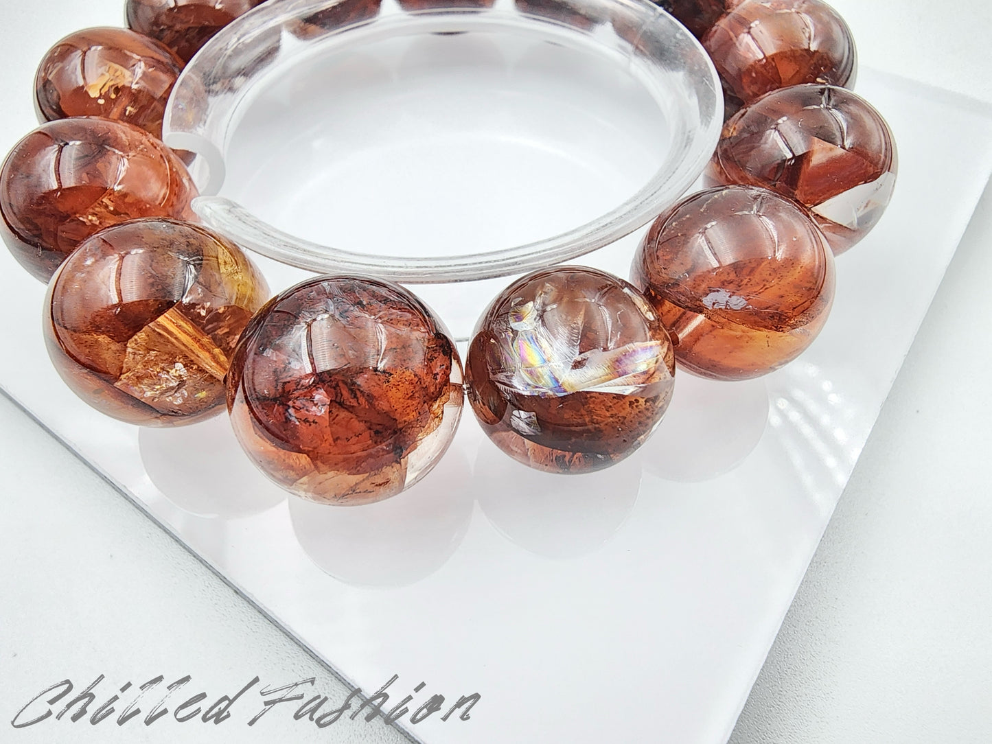 [Bracelet] Brazilian Hematoid Quartz Bracelet - 16.2mm to 17.7mm Beads