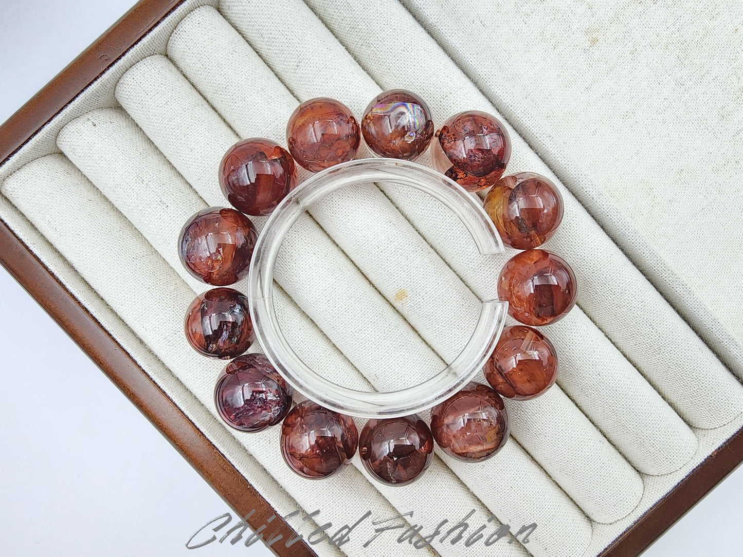 [Bracelet] Brazilian Hematoid Quartz Bracelet - 16.2mm to 17.7mm Beads