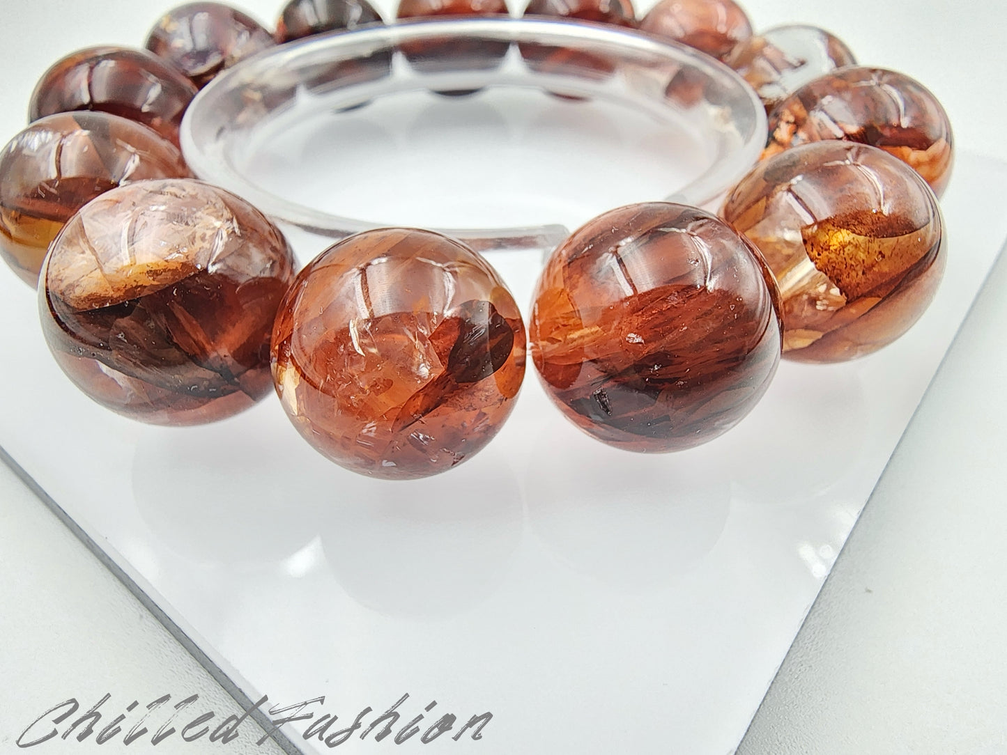 [Bracelet] Brazilian Hematoid Quartz Bracelet - 16.2mm to 17.7mm Beads