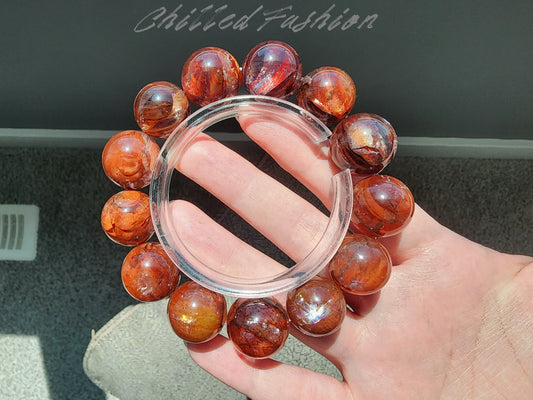 [Bracelet] Brazilian Hematoid Quartz Bracelet - 16.2mm to 17.7mm Beads