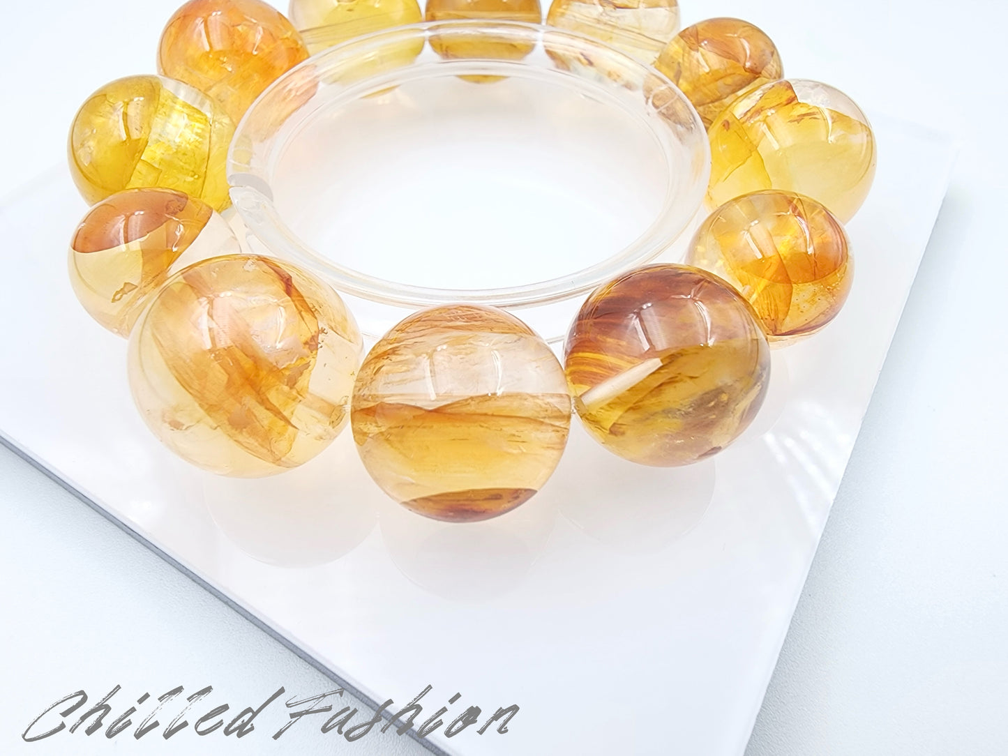 [Bracelet] Brazilian Golden Hematoid Quartz Bracelet - 15.2mm to 18.8mm Beads