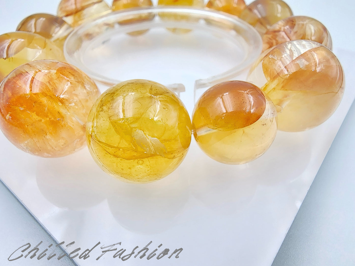 [Bracelet] Brazilian Golden Hematoid Quartz Bracelet - 15.2mm to 18.8mm Beads