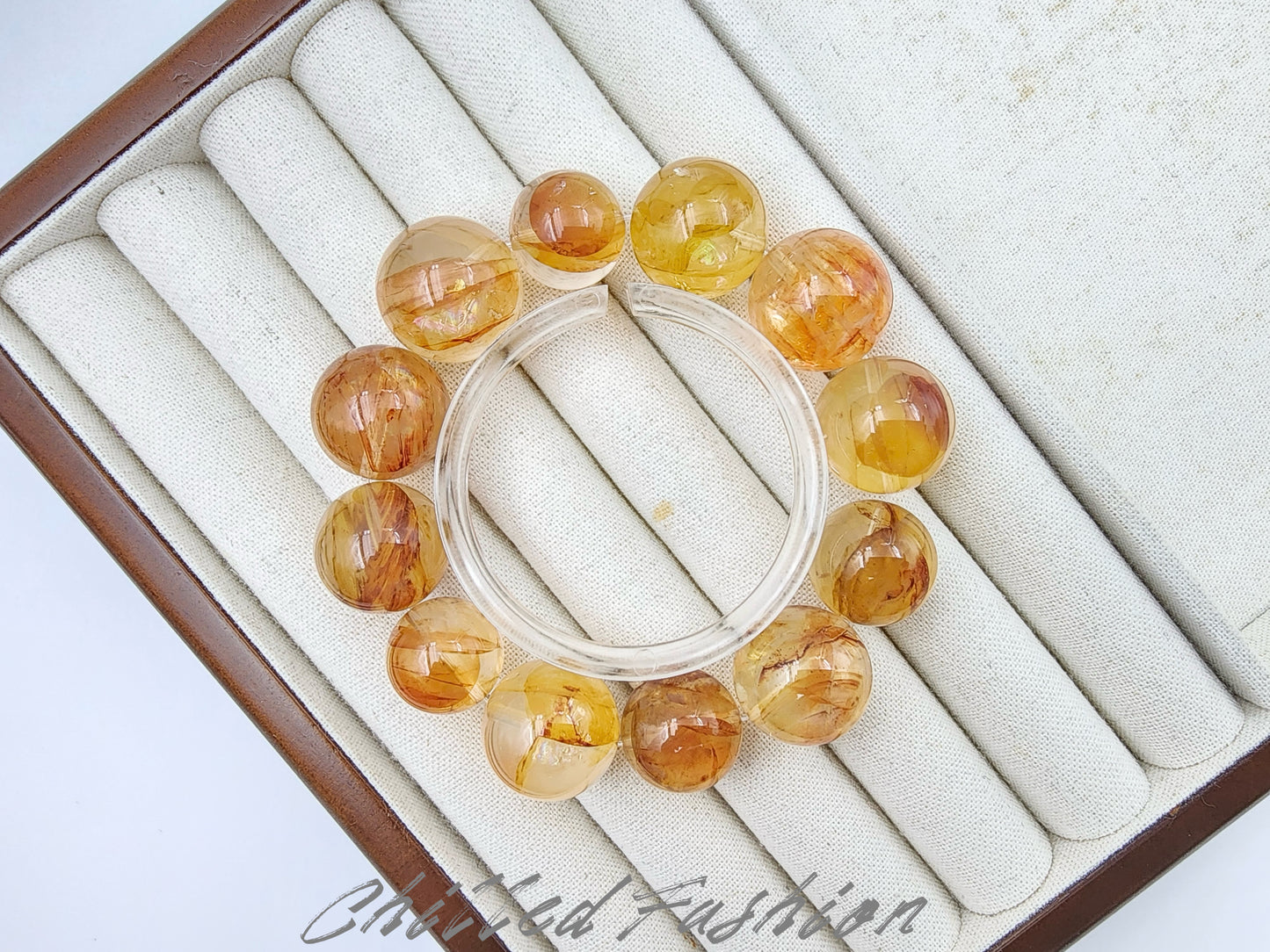 [Bracelet] Brazilian Golden Hematoid Quartz Bracelet - 15.2mm to 18.8mm Beads