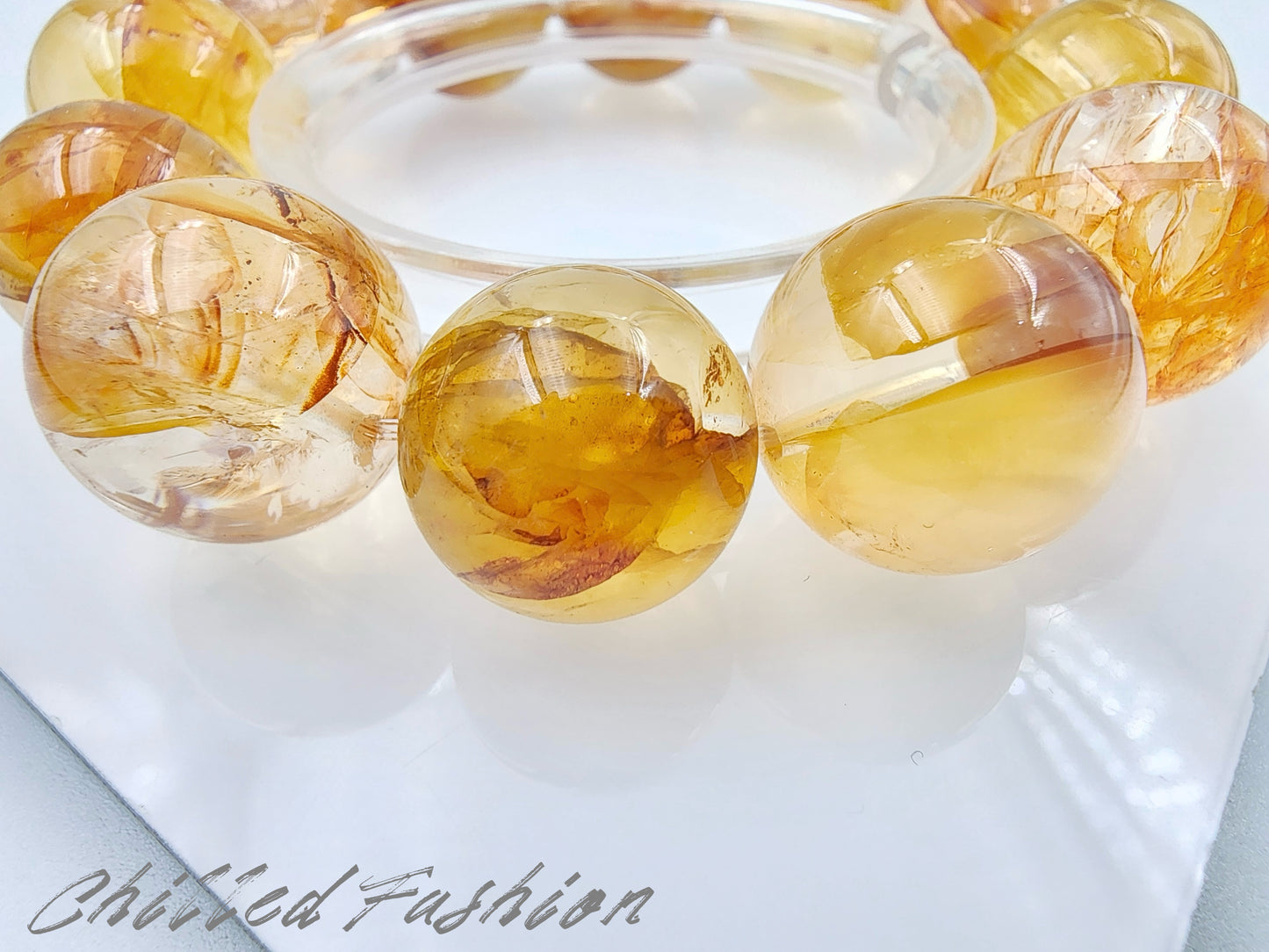 [Bracelet] Brazilian Golden Hematoid Quartz Bracelet - 15.2mm to 18.8mm Beads