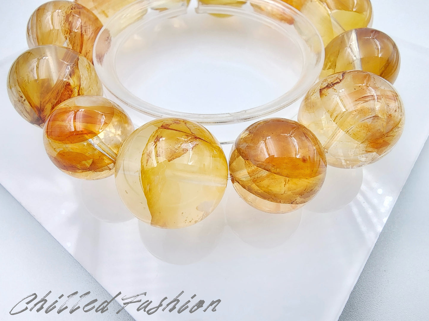 [Bracelet] Brazilian Golden Hematoid Quartz Bracelet - 15.2mm to 18.8mm Beads