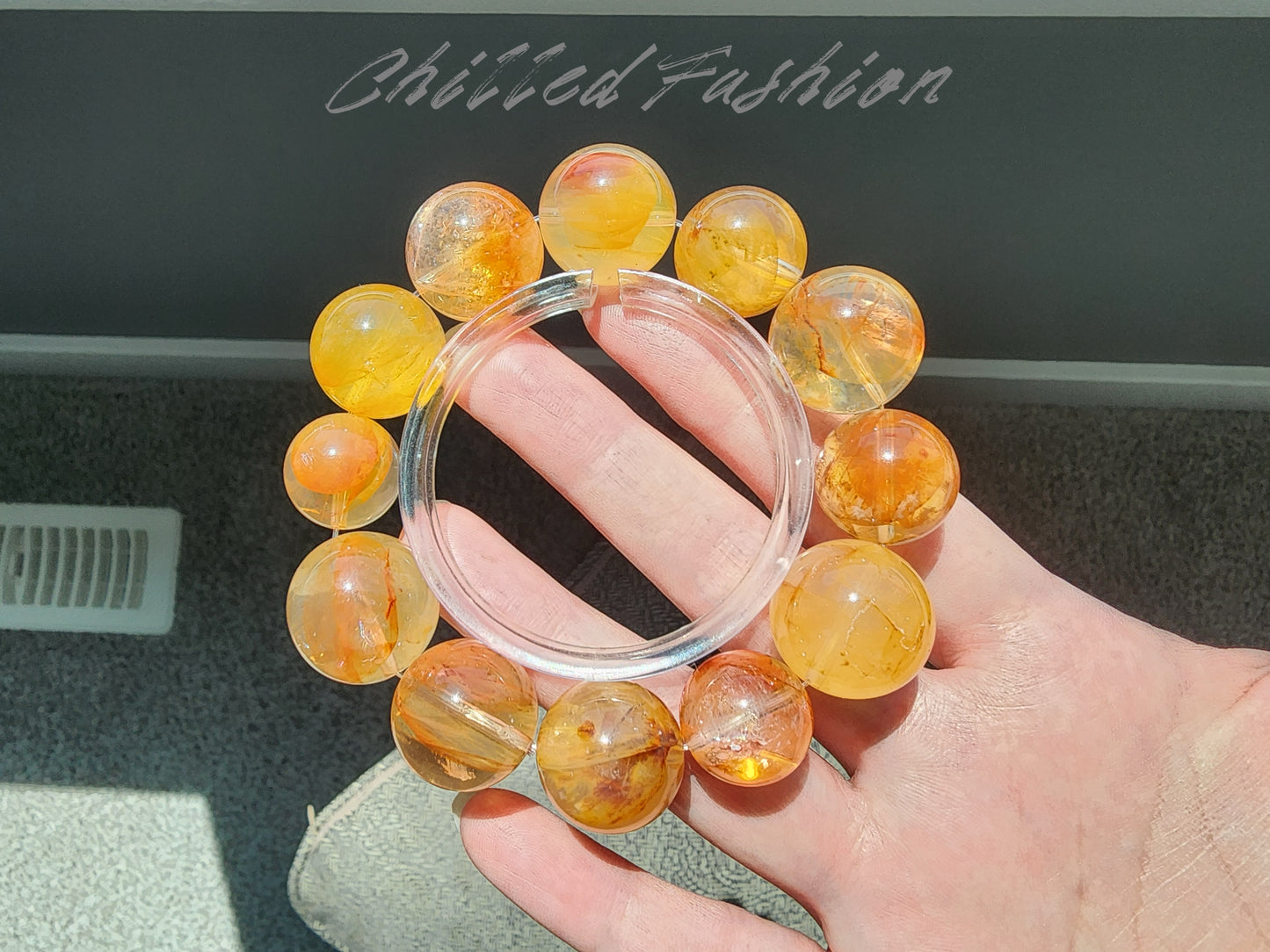 [Bracelet] Brazilian Golden Hematoid Quartz Bracelet - 15.2mm to 18.8mm Beads