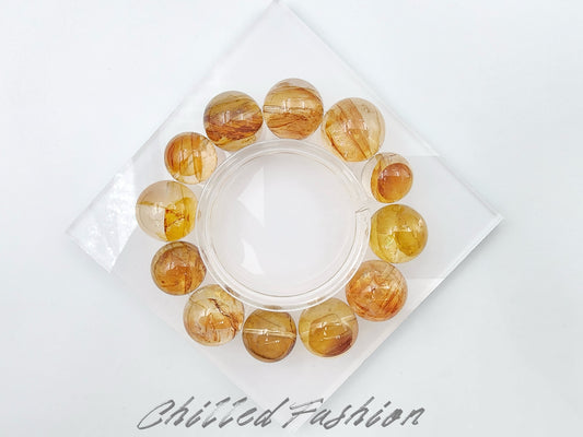 [Bracelet] Brazilian Golden Hematoid Quartz Bracelet - 15.2mm to 18.8mm Beads
